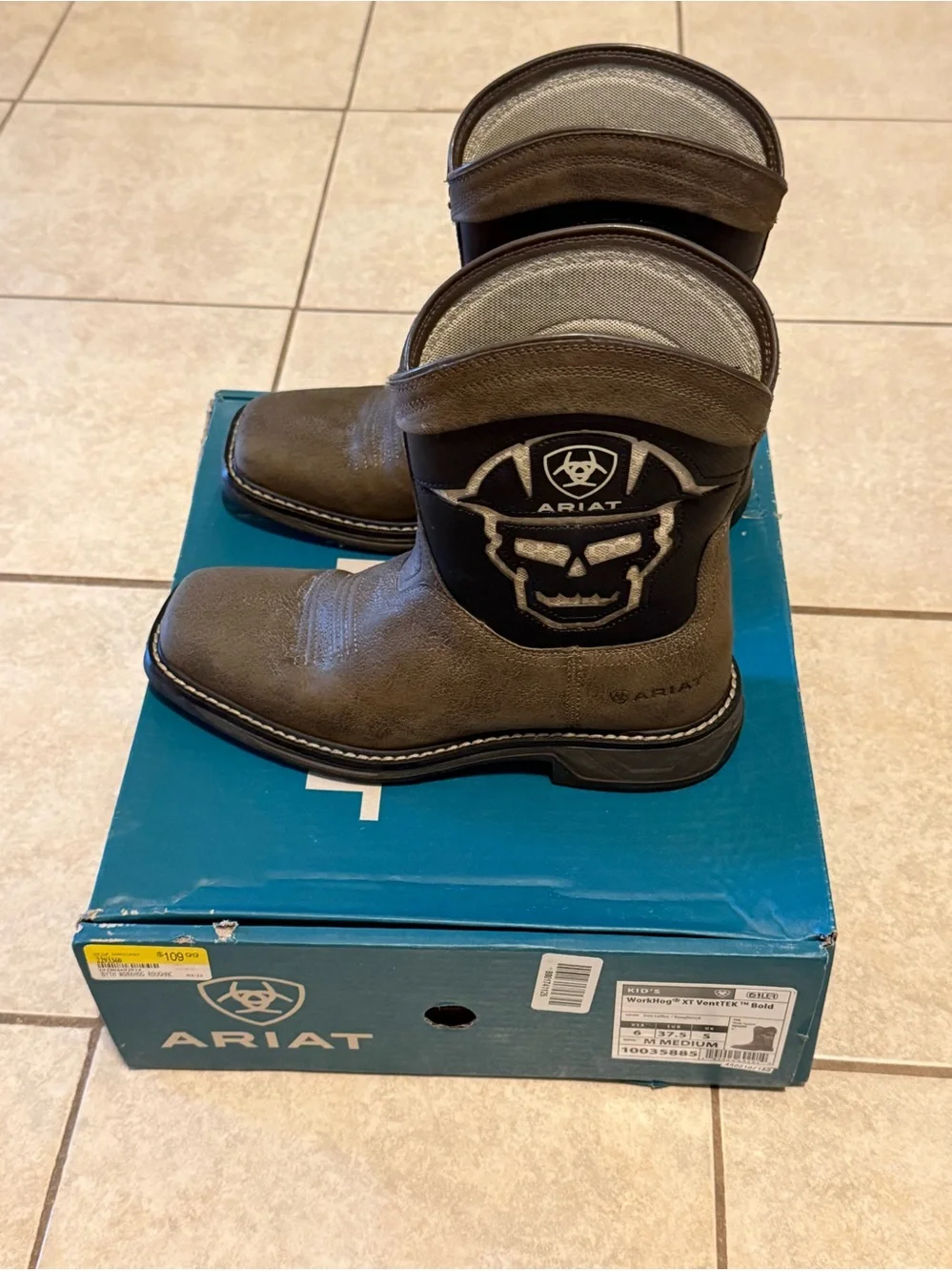 Ariat Youth Boys WorkHog XT VentTEK Bold Boots 10035885 Size 6 M Iron Coffee Box